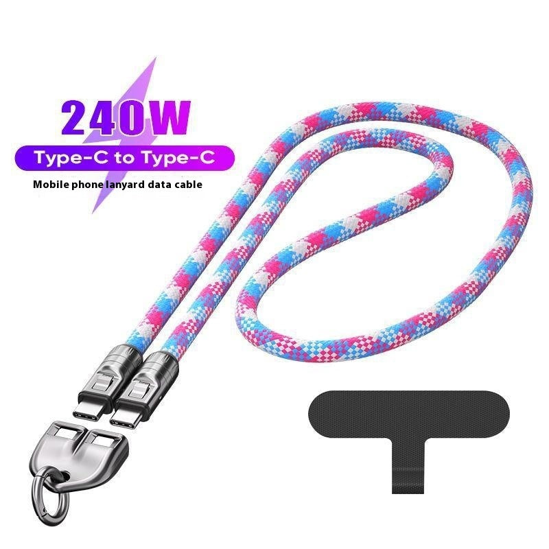 Rechargeable Mobile Phone Lanyard Data Cable Two-in-one