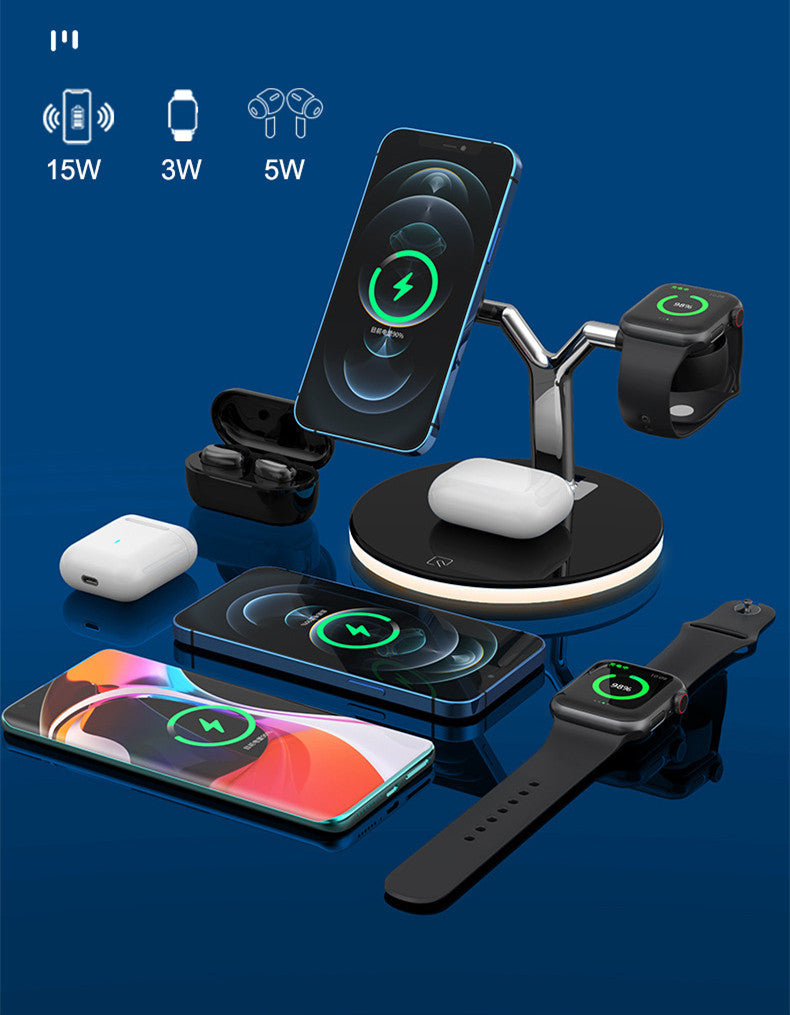 3-in-1 Magnetic Wireless Charging Stand – 15W Fast Charging Dock