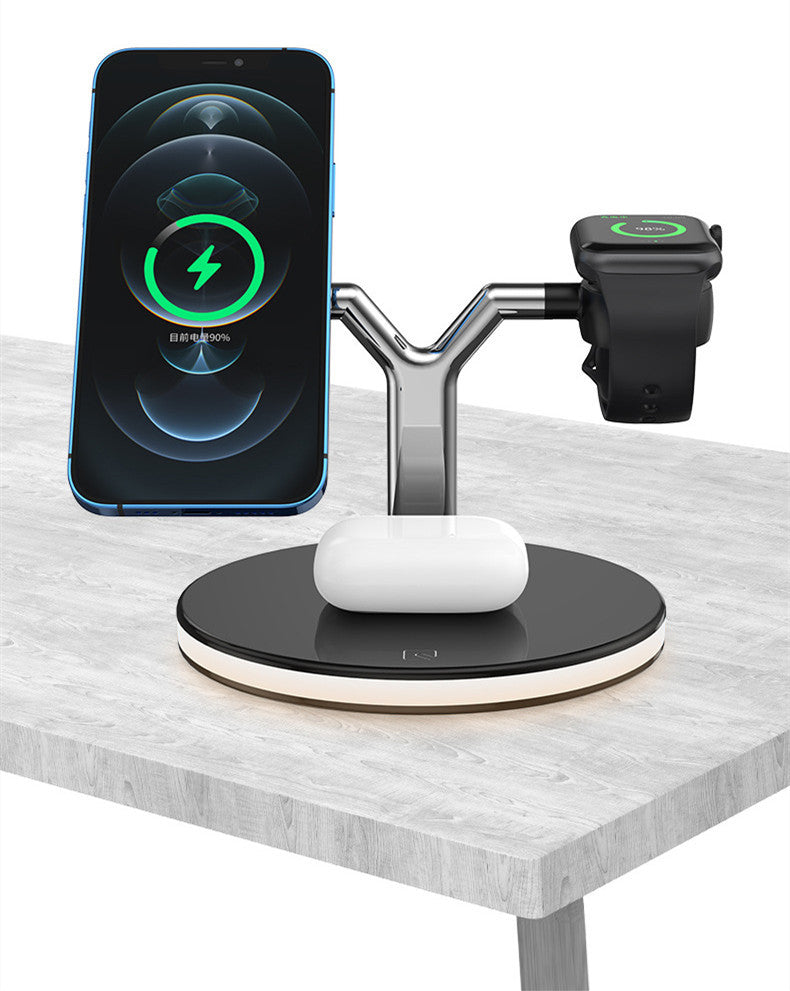 3-in-1 Magnetic Wireless Charging Stand – 15W Fast Charging Dock