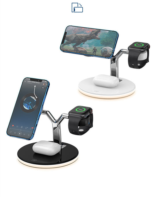 3-in-1 Magnetic Wireless Charging Stand – 15W Fast Charging Dock