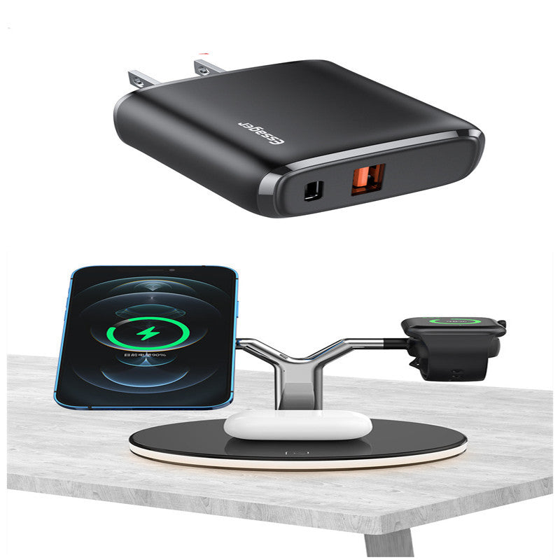 3-in-1 Magnetic Wireless Charging Stand – 15W Fast Charging Dock