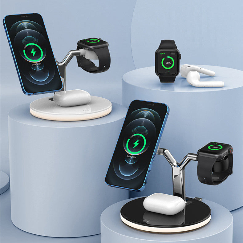 3-in-1 Magnetic Wireless Charging Stand – 15W Fast Charging Dock
