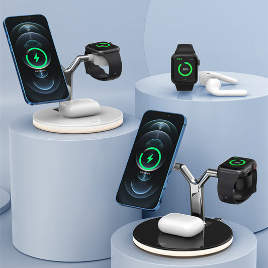 3-in-1 Magnetic Wireless Charging Stand – 15W Fast Charging Dock